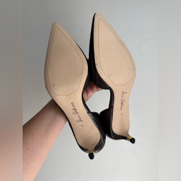 Sam Edelman Dark Brown Metallic Snake Print Heels - Picture 8 of 9